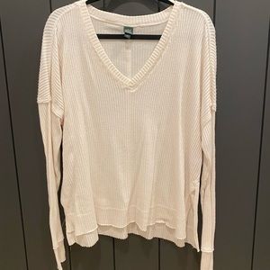 WILD FABLE white/cream ribbed long sleeve top